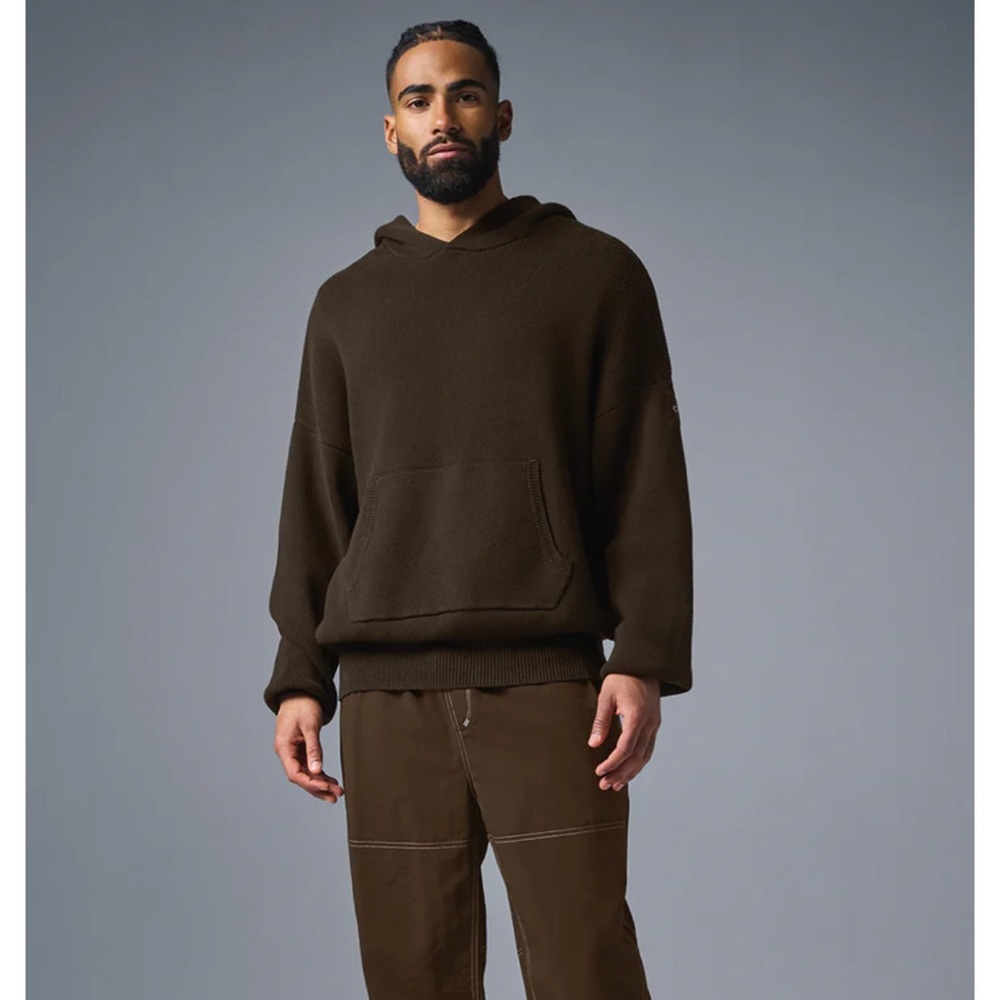 SOLD🟤 Alo Yoga Scholar Hoodie Cotton Knit Sweatshirt S Unisex $218